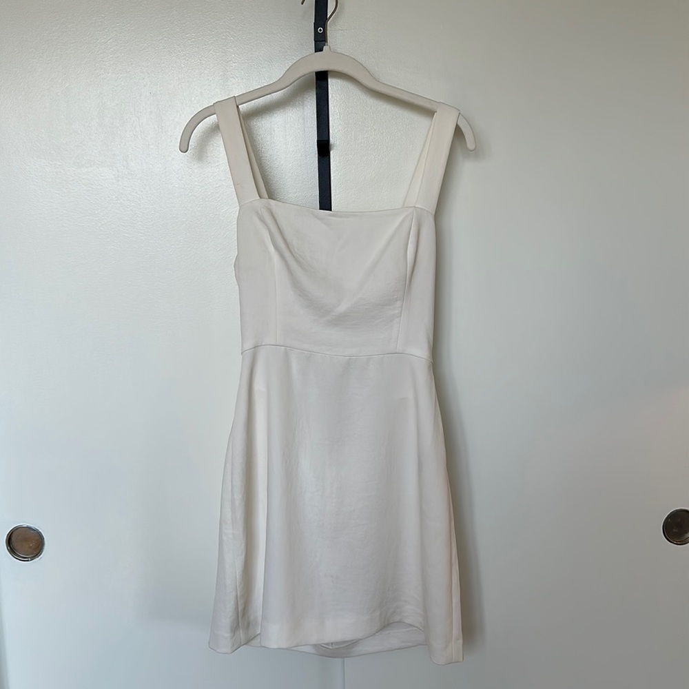 White Wilfred Aritzia tie back mini dress